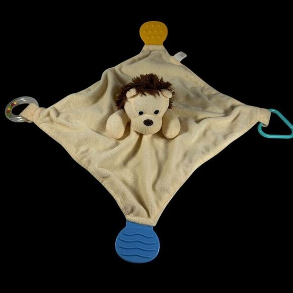 Modern Baby Striped Lion Teether Rattle Lovey Security Blanket - Picture 1 of 4